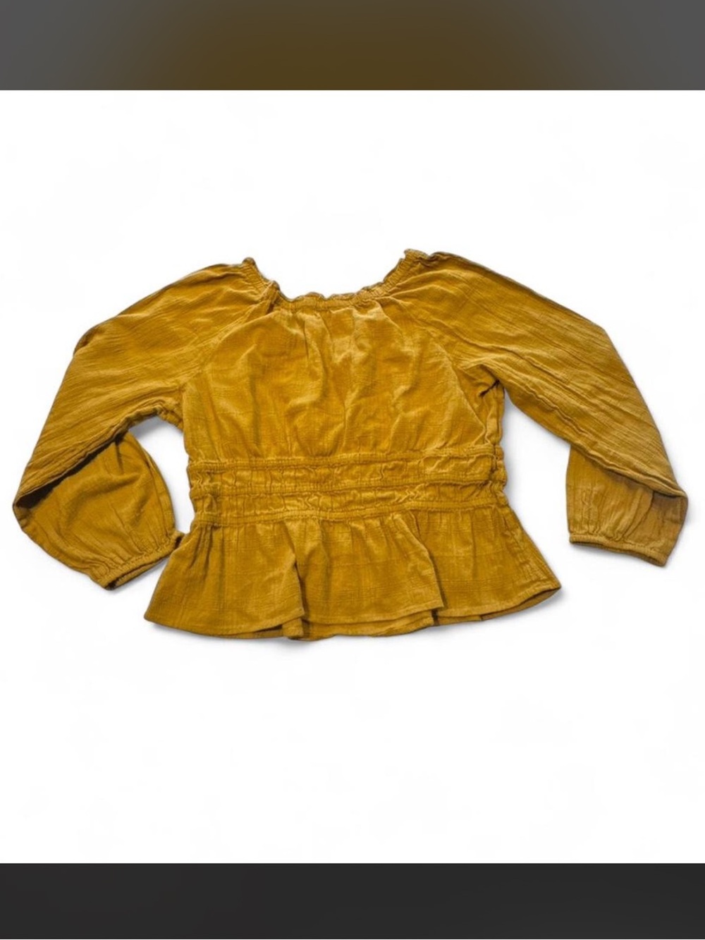 Madewell Sophia Peplum Prairie Top in Mustard - Picture 5 of 7